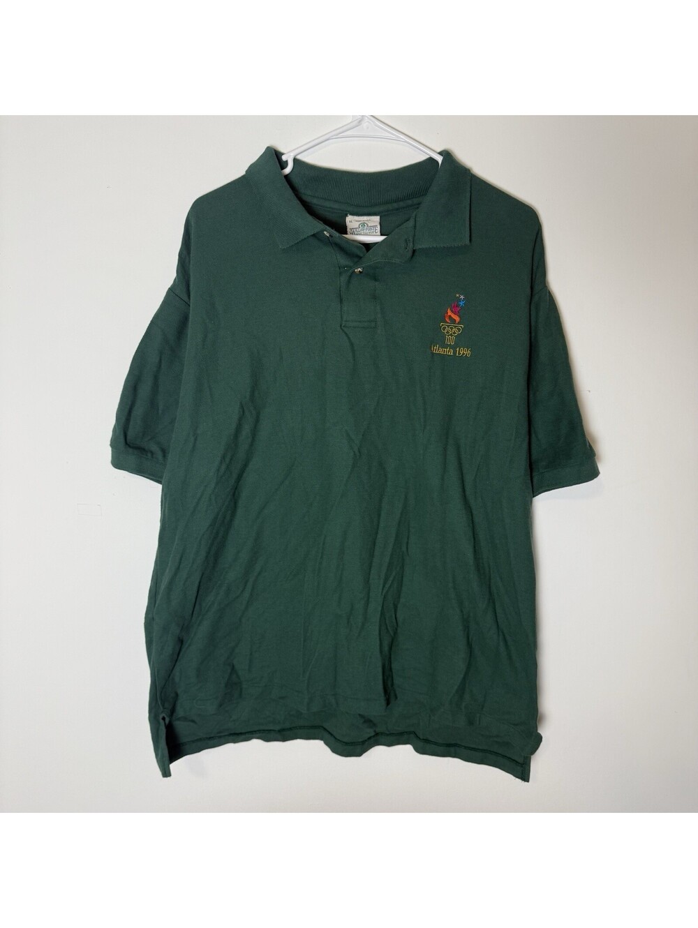 Vintage 1996 Atlanta Olympic Games Polo Shirt Green Hanes Made In The USA XL